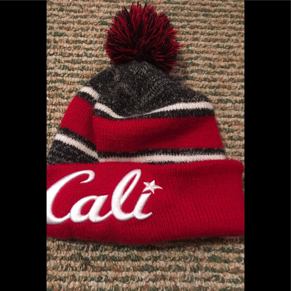 Stunning Cali adult ski cap beanie with pom on top